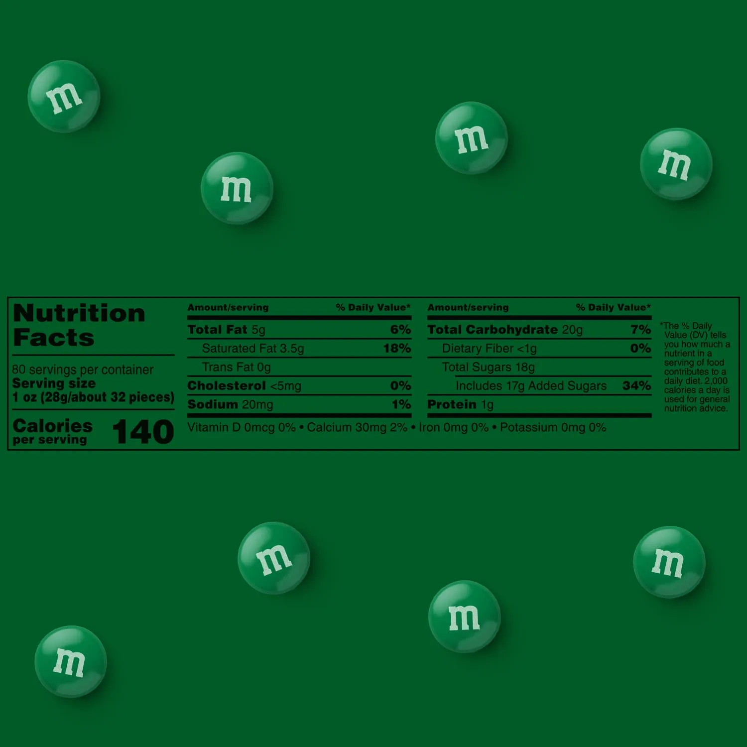 M&M’S WORLD Dark Green Milk Chocolate Candy, 5lbs of M&M'S in Resealable Pack for Candy Bars, Holiday Parties, Graduations, Christmas, Dessert Tables & DIY Party Favors