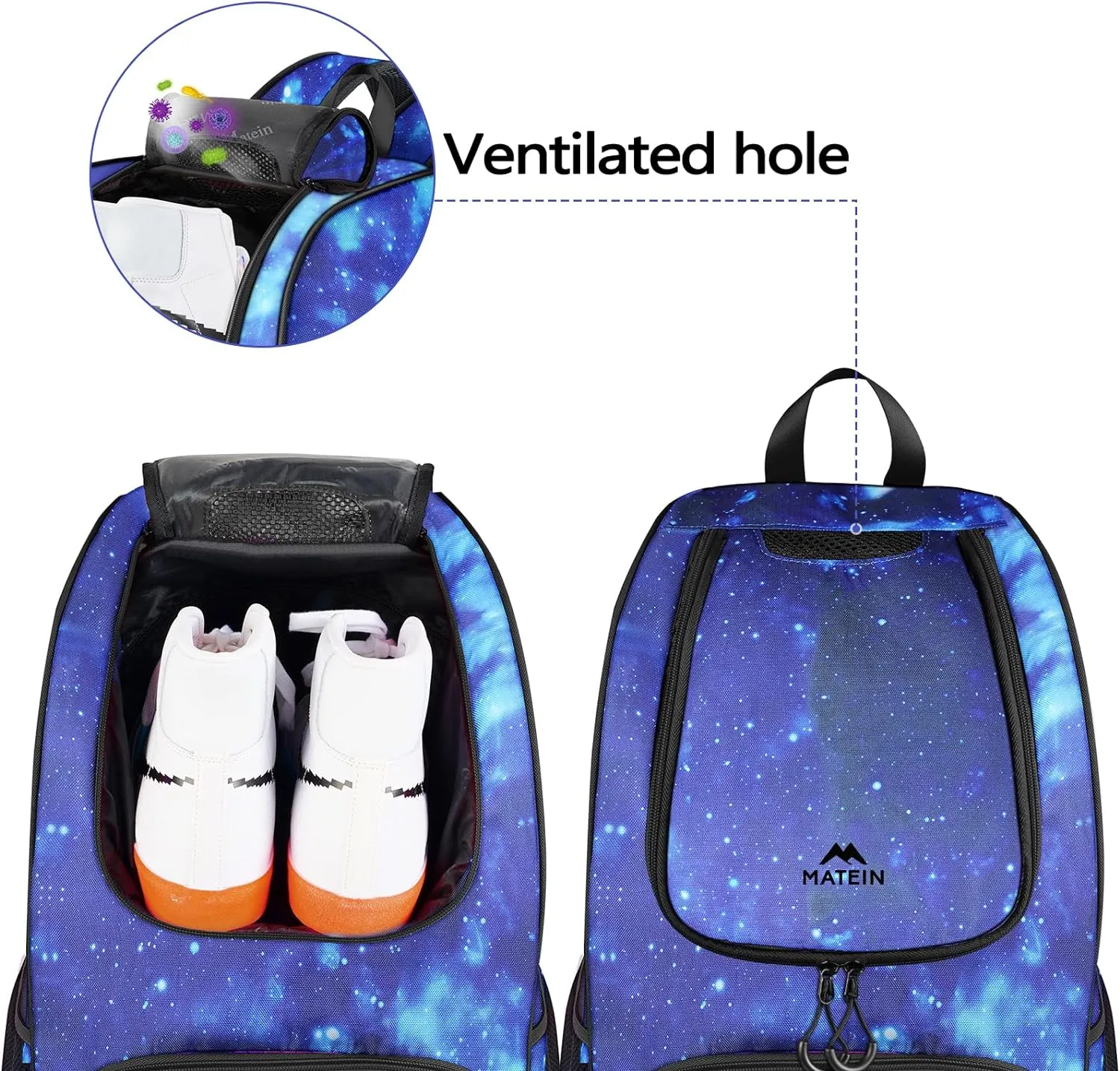 MATEIN Basketball Bag, Sturdy Soccer Bag with Ball Holder & Shoe Compartment, Large Basketball Backpack for Training Equipment, Water Resistant Sports Ball Backpack Fits Volleyball Football, Colorful