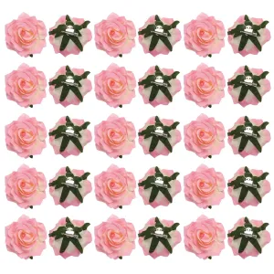 MECCANIXITY 30 Pcs Rose Flower Hair Clips 4 Inch Flower Hair Pins Flower Brooch for Women Hair Accessories Deep Pink