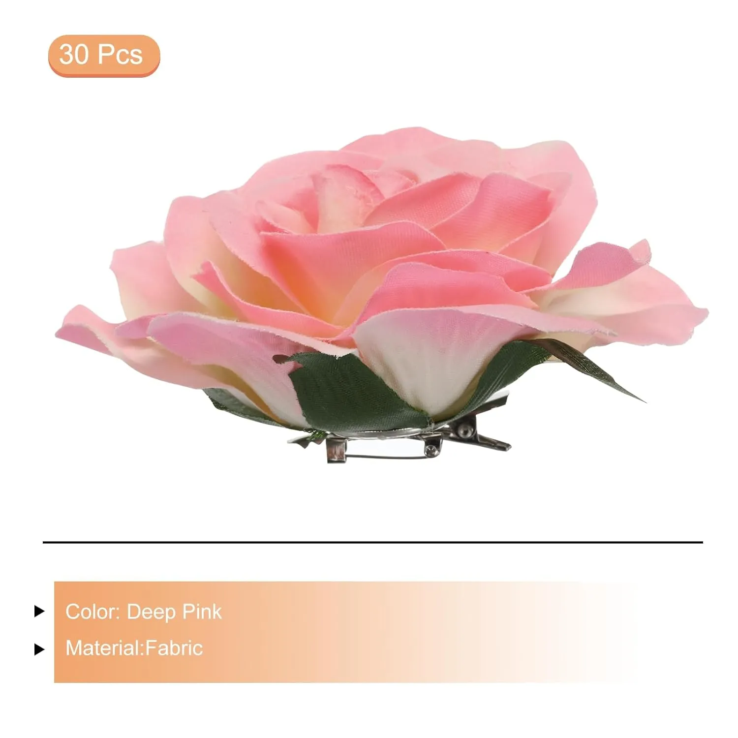 MECCANIXITY 30 Pcs Rose Flower Hair Clips 4 Inch Flower Hair Pins Flower Brooch for Women Hair Accessories Deep Pink