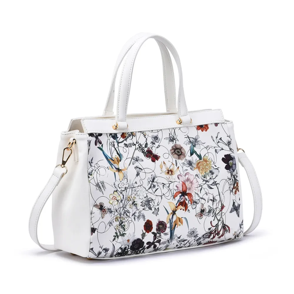 Mellow World Stellan Floral Print White Satchel