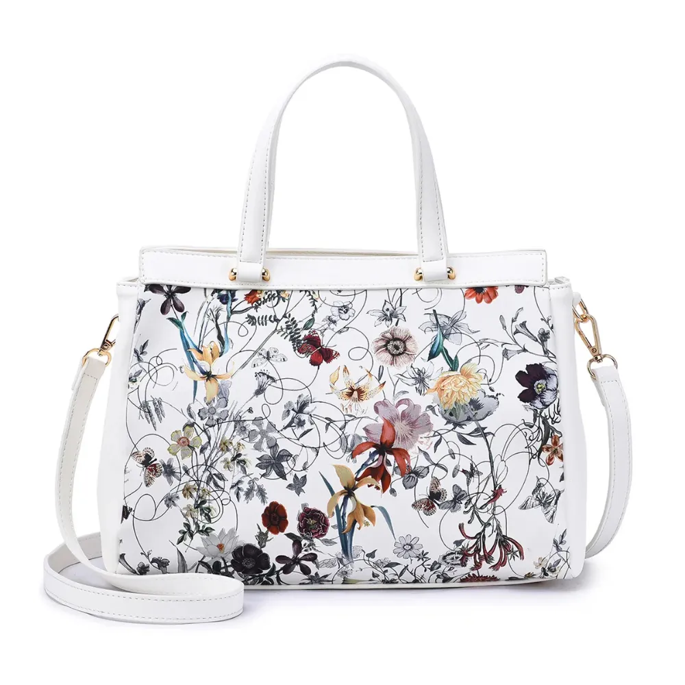 Mellow World Stellan Floral Print White Satchel