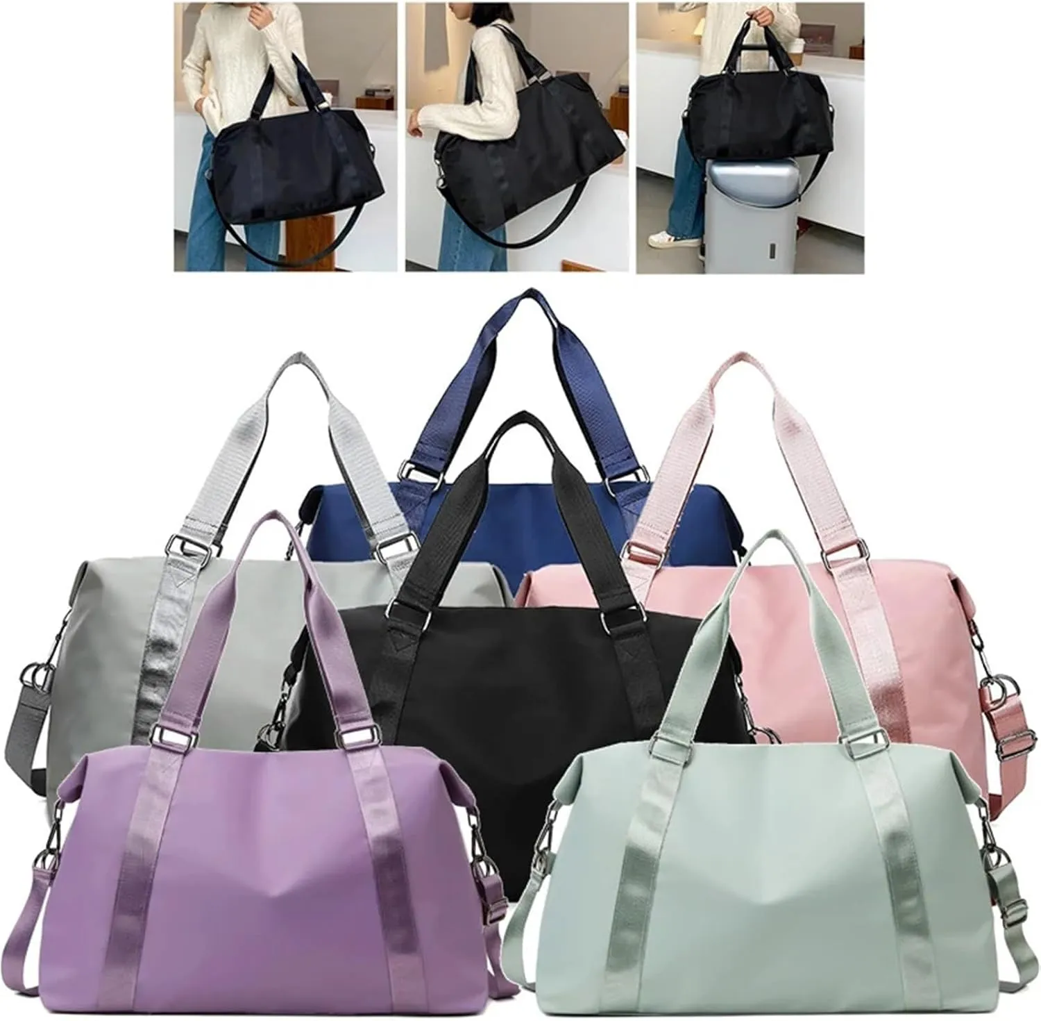 Men's Gym Bag Large Travel Bag Multi-Functional Travel Tote Bag Handbags Nylon Waterproof Shoulder Bag Wet Dry Pockets Gym Bag For Fitness & Workout(Green Small)