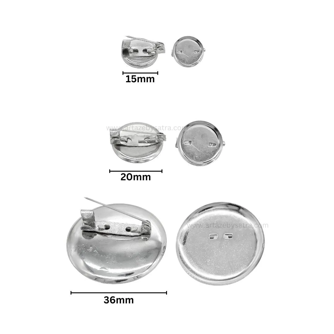 Metal Round Brooch Pin | Size : 36mm | 100pcs