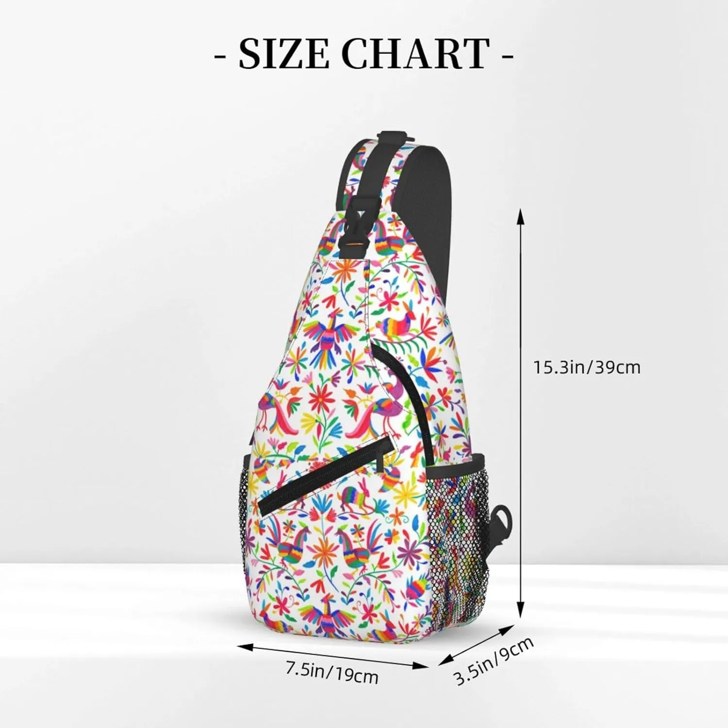 Mexican Colorful Pigeons Pheasant Sling Bag Adjustable Crossbody Bag Casual Chest Bags Travel Shoulder Backpack
