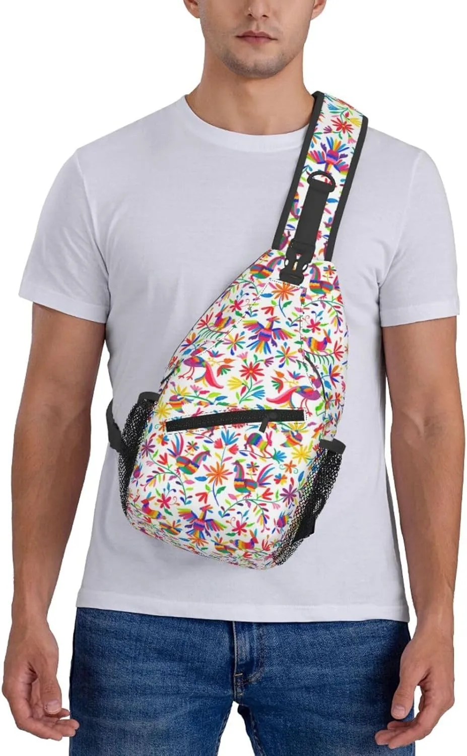 Mexican Colorful Pigeons Pheasant Sling Bag Adjustable Crossbody Bag Casual Chest Bags Travel Shoulder Backpack