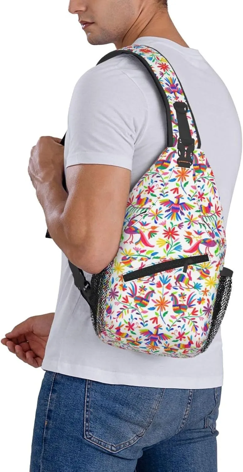 Mexican Colorful Pigeons Pheasant Sling Bag Adjustable Crossbody Bag Casual Chest Bags Travel Shoulder Backpack