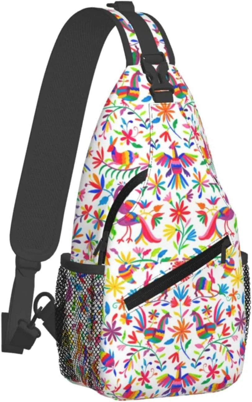 Mexican Colorful Pigeons Pheasant Sling Bag Adjustable Crossbody Bag Casual Chest Bags Travel Shoulder Backpack