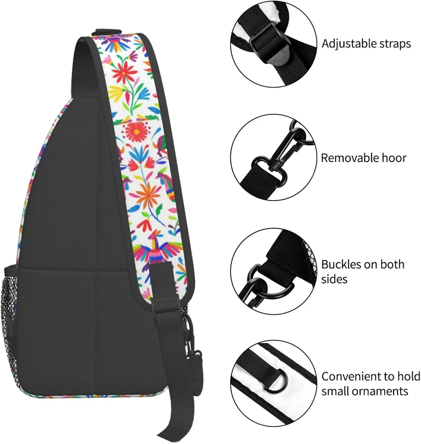 Mexican Colorful Pigeons Pheasant Sling Bag Adjustable Crossbody Bag Casual Chest Bags Travel Shoulder Backpack