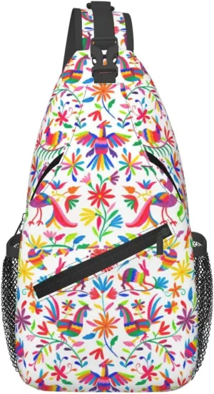 Mexican Colorful Pigeons Pheasant Sling Bag Adjustable Crossbody Bag Casual Chest Bags Travel Shoulder Backpack