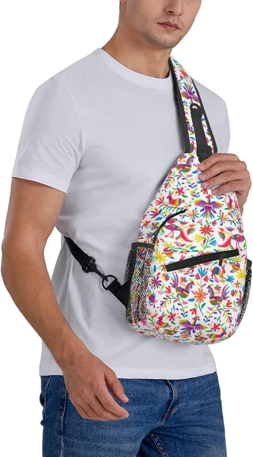 Mexican Colorful Pigeons Pheasant Sling Bag Adjustable Crossbody Bag Casual Chest Bags Travel Shoulder Backpack