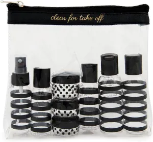MIAMICA TSA Compliant Travel Bottles and Travel Toiletry Bag – Includes 12 Pieces – 7.55" L x 7.4" W x 1.8" D, Clear – Cute Travel Gifts