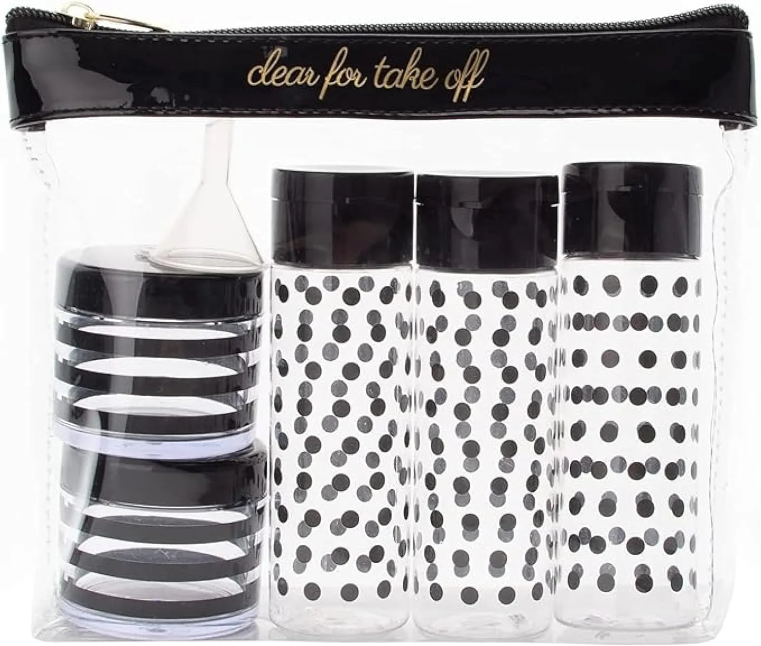 MIAMICA TSA Compliant Travel Bottles and Travel Toiletry Bag – Includes 12 Pieces – 7.55" L x 7.4" W x 1.8" D, Clear – Cute Travel Gifts