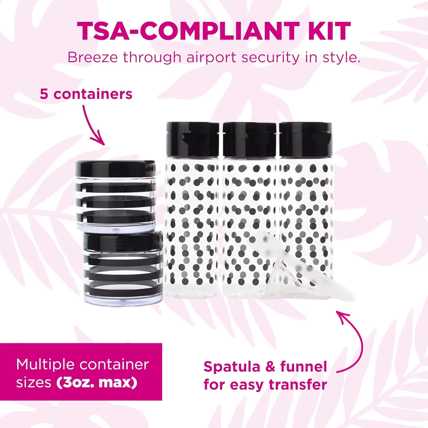 MIAMICA TSA Compliant Travel Bottles and Travel Toiletry Bag – Includes 12 Pieces – 7.55" L x 7.4" W x 1.8" D, Clear – Cute Travel Gifts