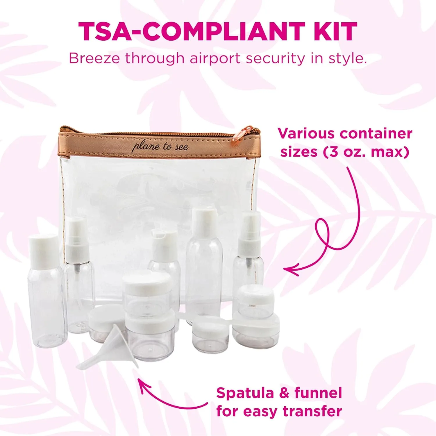 MIAMICA Women's Clear Travel Bottle Kit