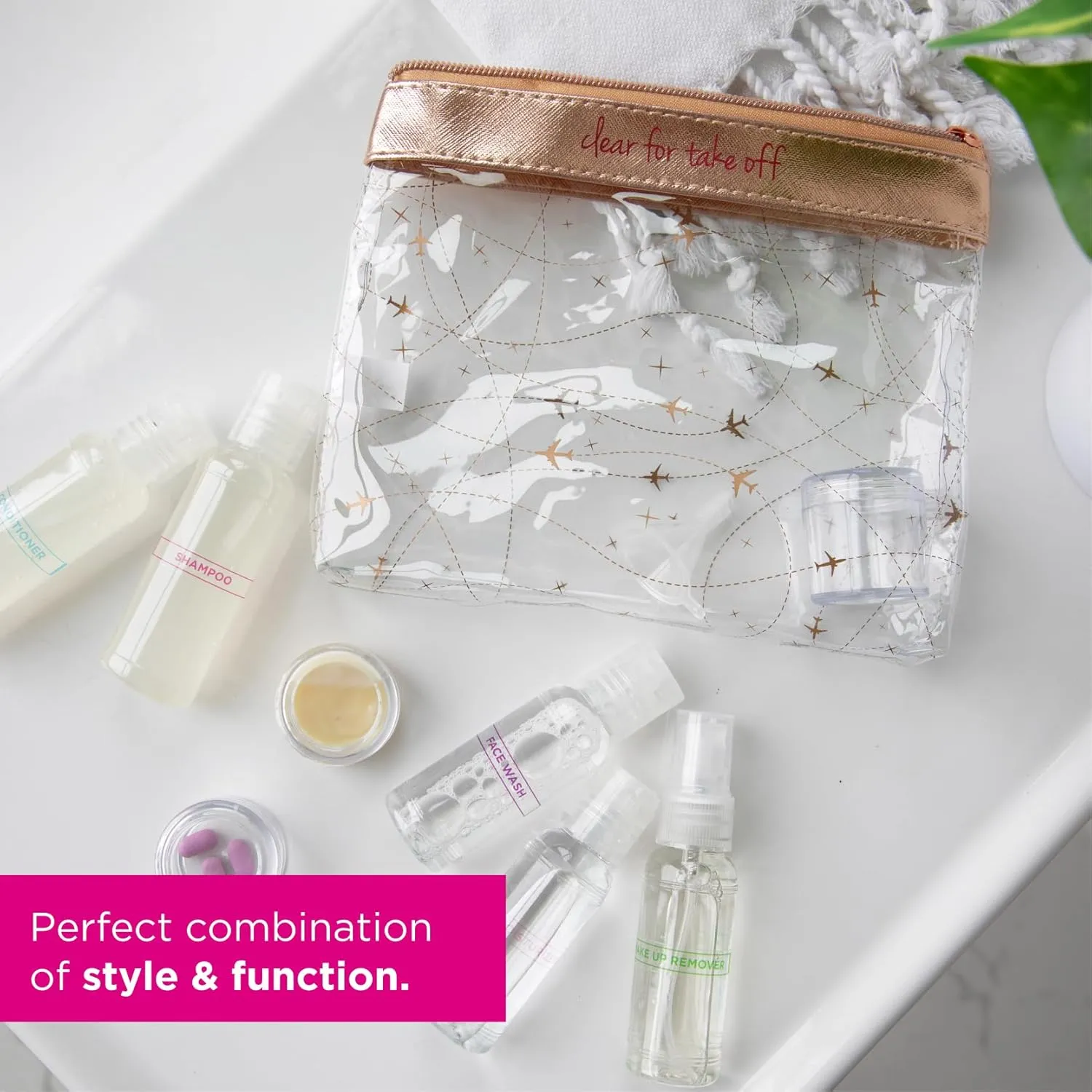MIAMICA Women's Clear Travel Bottle Kit