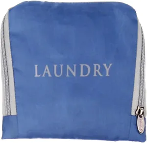 Miamica Women's Foldable and Soft Travel Laundry Bag with Zipper and Drawstring Keeps Dirty Clothes Separate, Grey and Blue, 21" x 22"