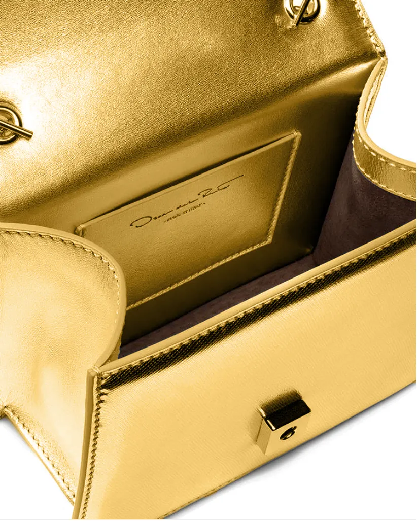 Mini TRO Flower Crossbody Bag in Gold