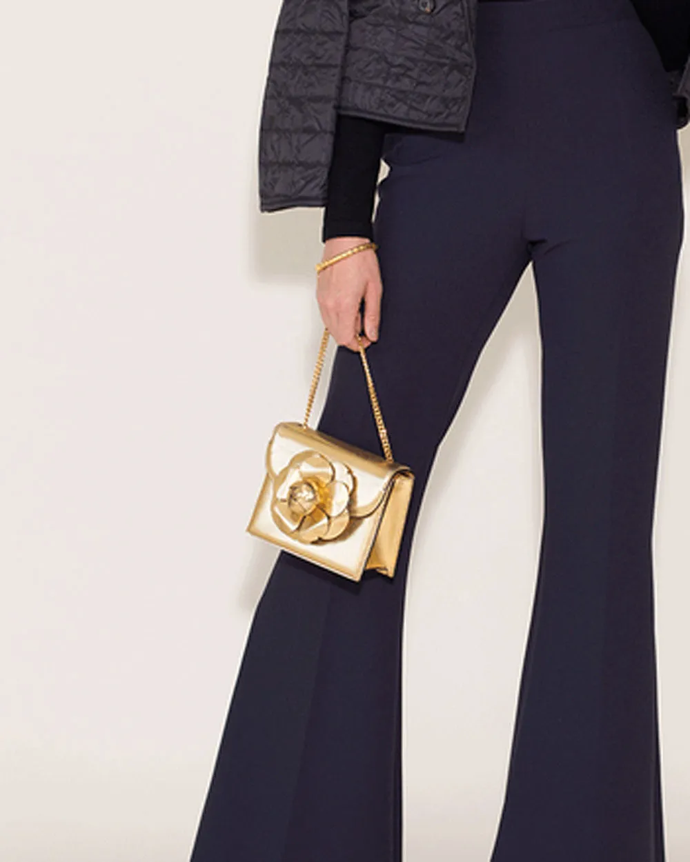 Mini TRO Flower Crossbody Bag in Gold
