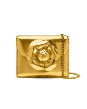 Mini TRO Flower Crossbody Bag in Gold