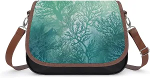 Misty Mountains Forest Crossbody Bags for Women,PU Leather Tote Bag for Women,Shoulder Bag Purse for Work Shopping Travel