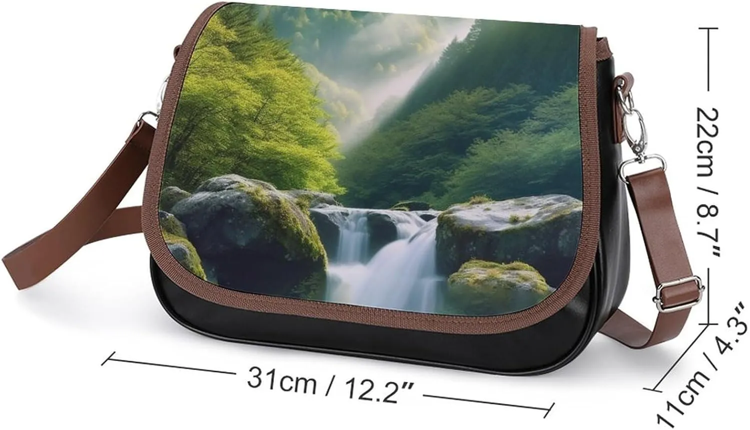 Misty Mountains Forest Crossbody Bags for Women,PU Leather Tote Bag for Women,Shoulder Bag Purse for Work Shopping Travel