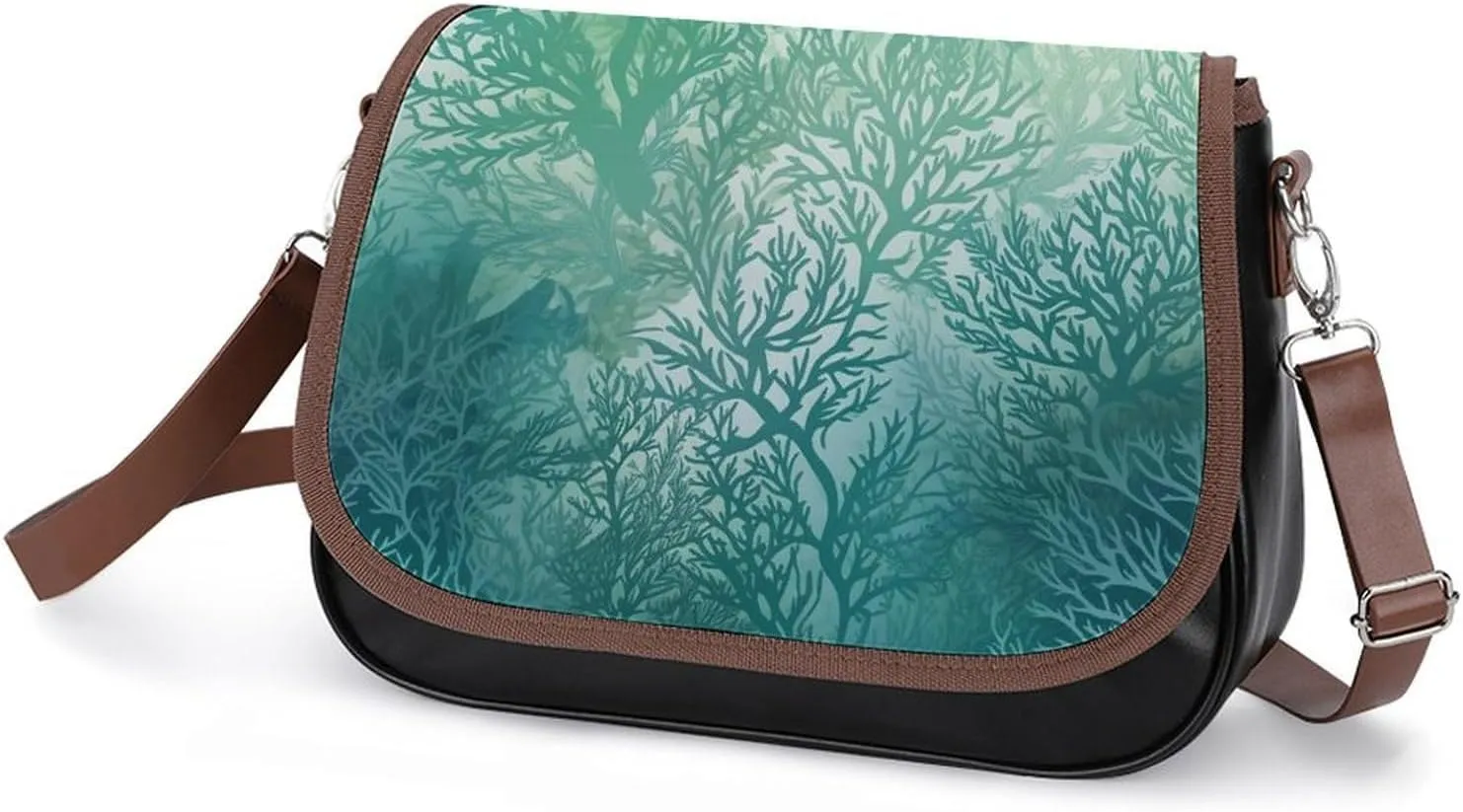 Misty Mountains Forest Crossbody Bags for Women,PU Leather Tote Bag for Women,Shoulder Bag Purse for Work Shopping Travel