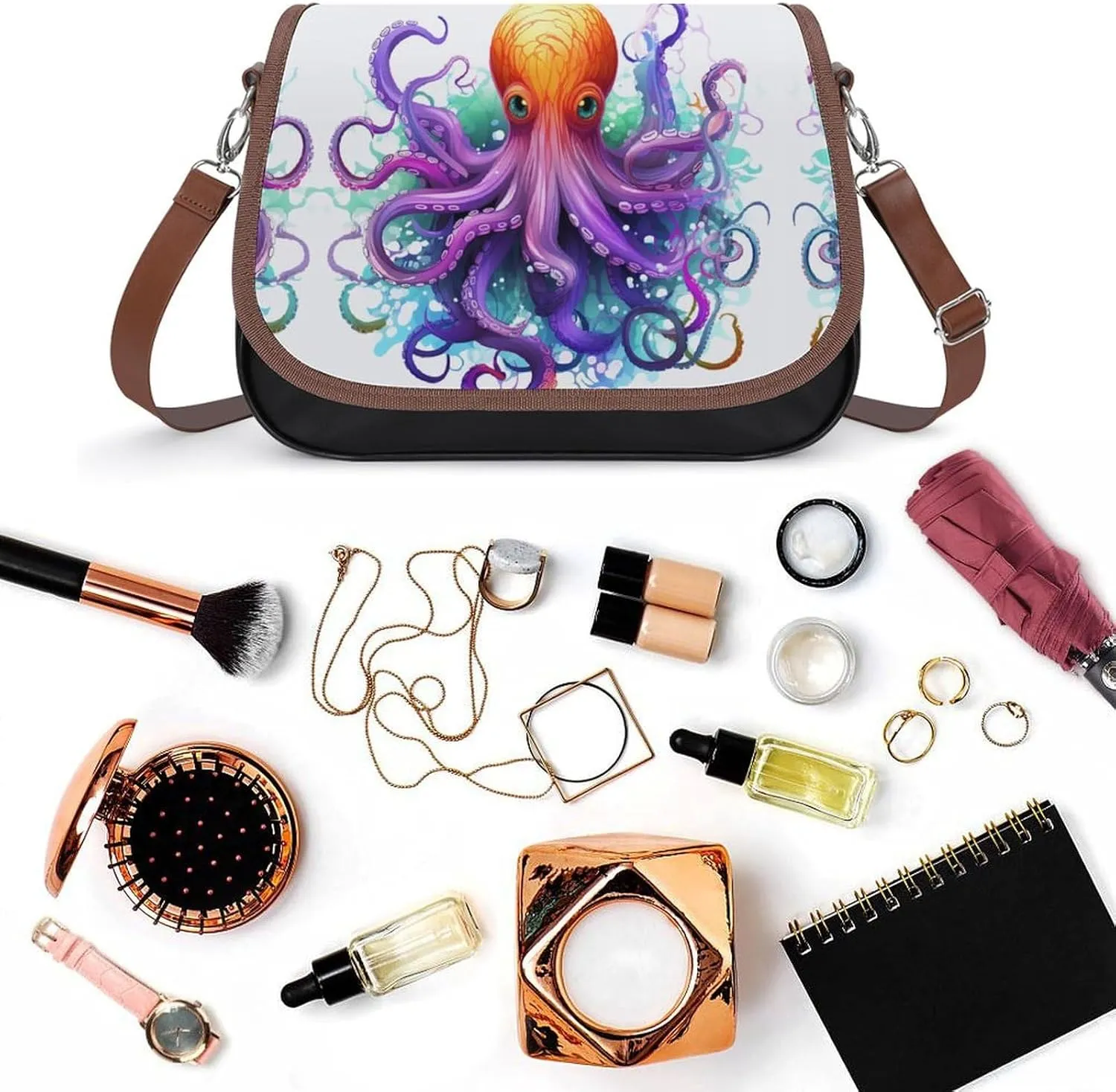 Misty Mountains Forest Crossbody Bags for Women,PU Leather Tote Bag for Women,Shoulder Bag Purse for Work Shopping Travel