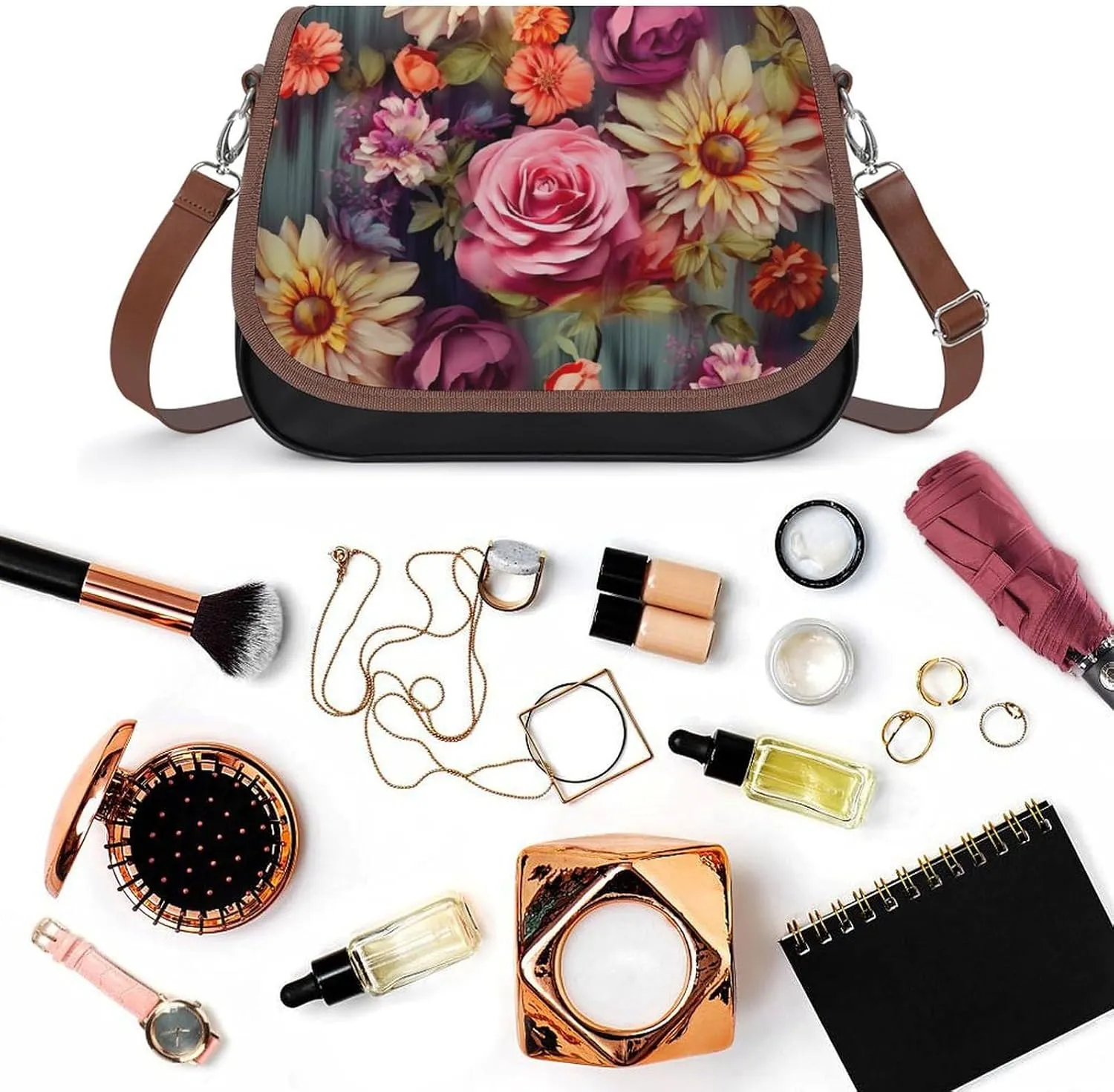 Misty Mountains Forest Crossbody Bags for Women,PU Leather Tote Bag for Women,Shoulder Bag Purse for Work Shopping Travel