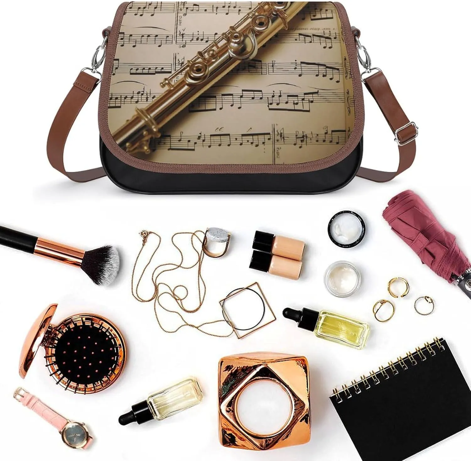 Misty Mountains Forest Crossbody Bags for Women,PU Leather Tote Bag for Women,Shoulder Bag Purse for Work Shopping Travel