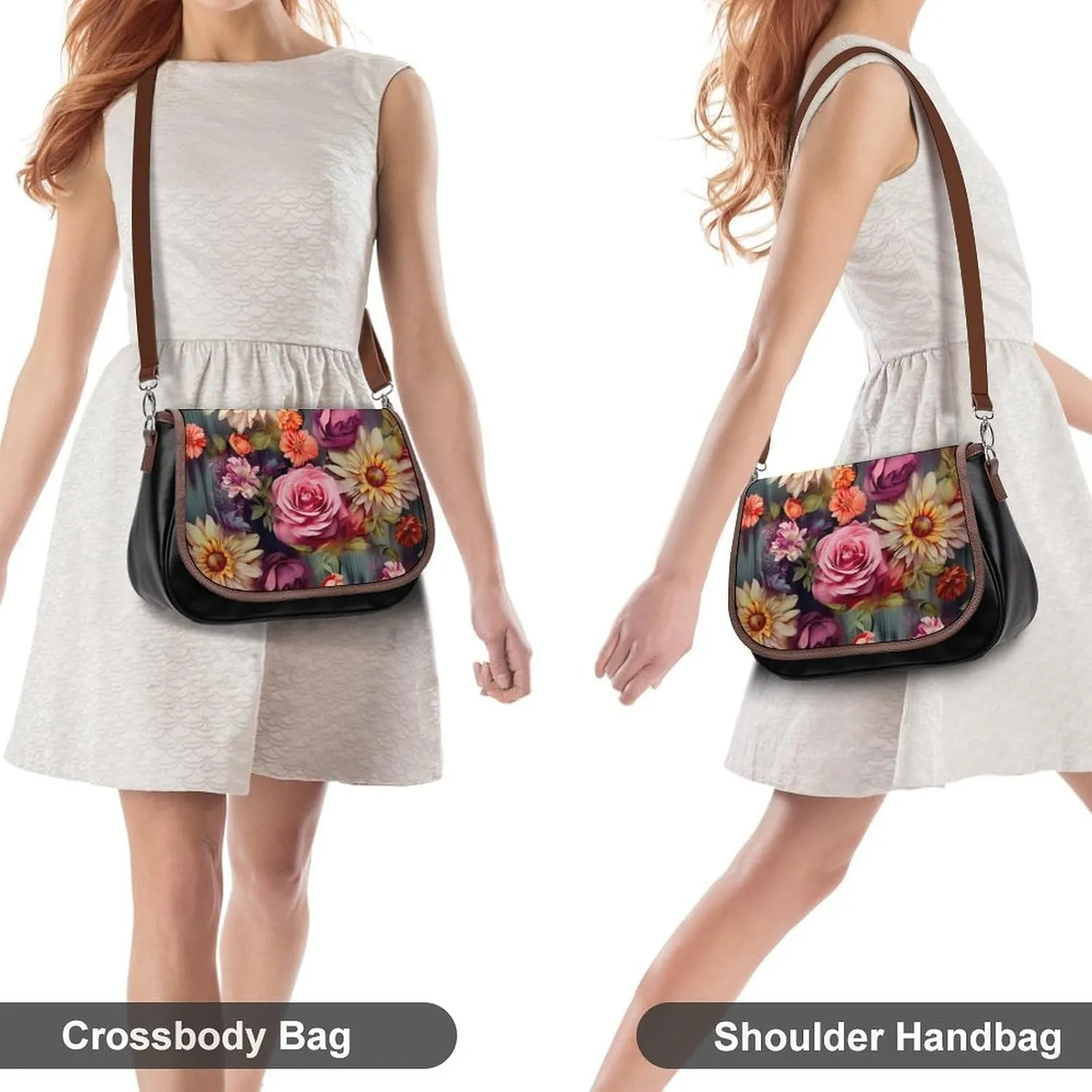 Misty Mountains Forest Crossbody Bags for Women,PU Leather Tote Bag for Women,Shoulder Bag Purse for Work Shopping Travel