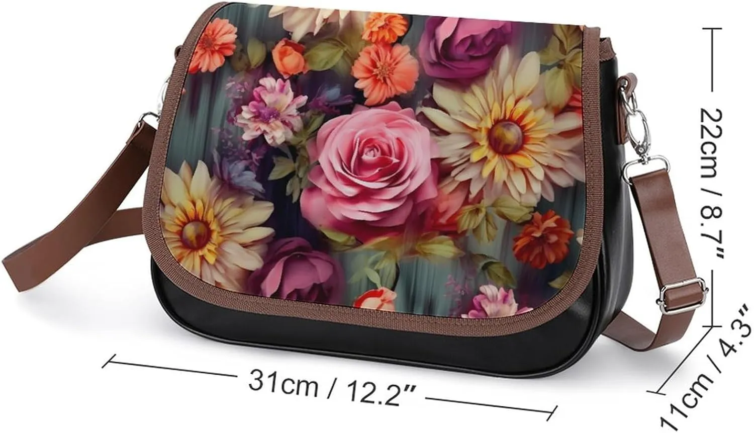 Misty Mountains Forest Crossbody Bags for Women,PU Leather Tote Bag for Women,Shoulder Bag Purse for Work Shopping Travel