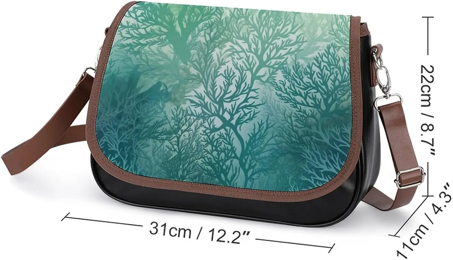 Misty Mountains Forest Crossbody Bags for Women,PU Leather Tote Bag for Women,Shoulder Bag Purse for Work Shopping Travel