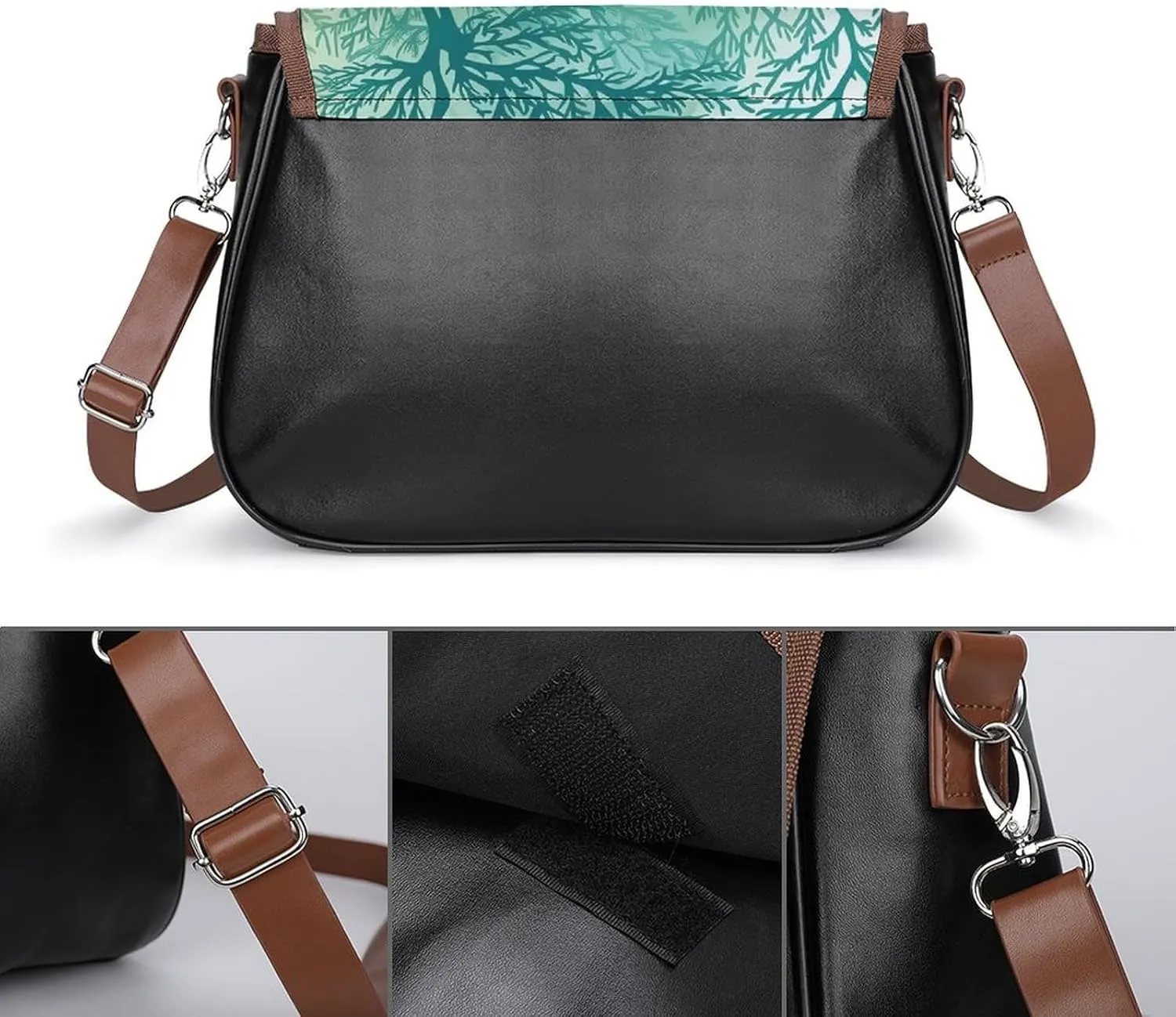Misty Mountains Forest Crossbody Bags for Women,PU Leather Tote Bag for Women,Shoulder Bag Purse for Work Shopping Travel