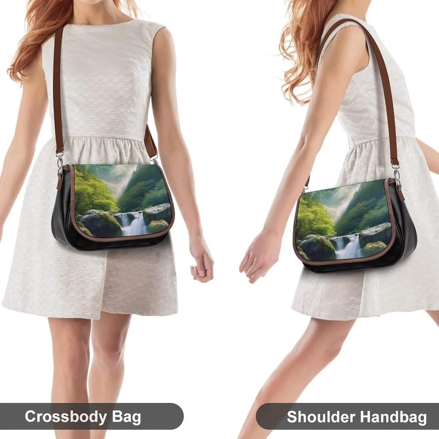 Misty Mountains Forest Crossbody Bags for Women,PU Leather Tote Bag for Women,Shoulder Bag Purse for Work Shopping Travel