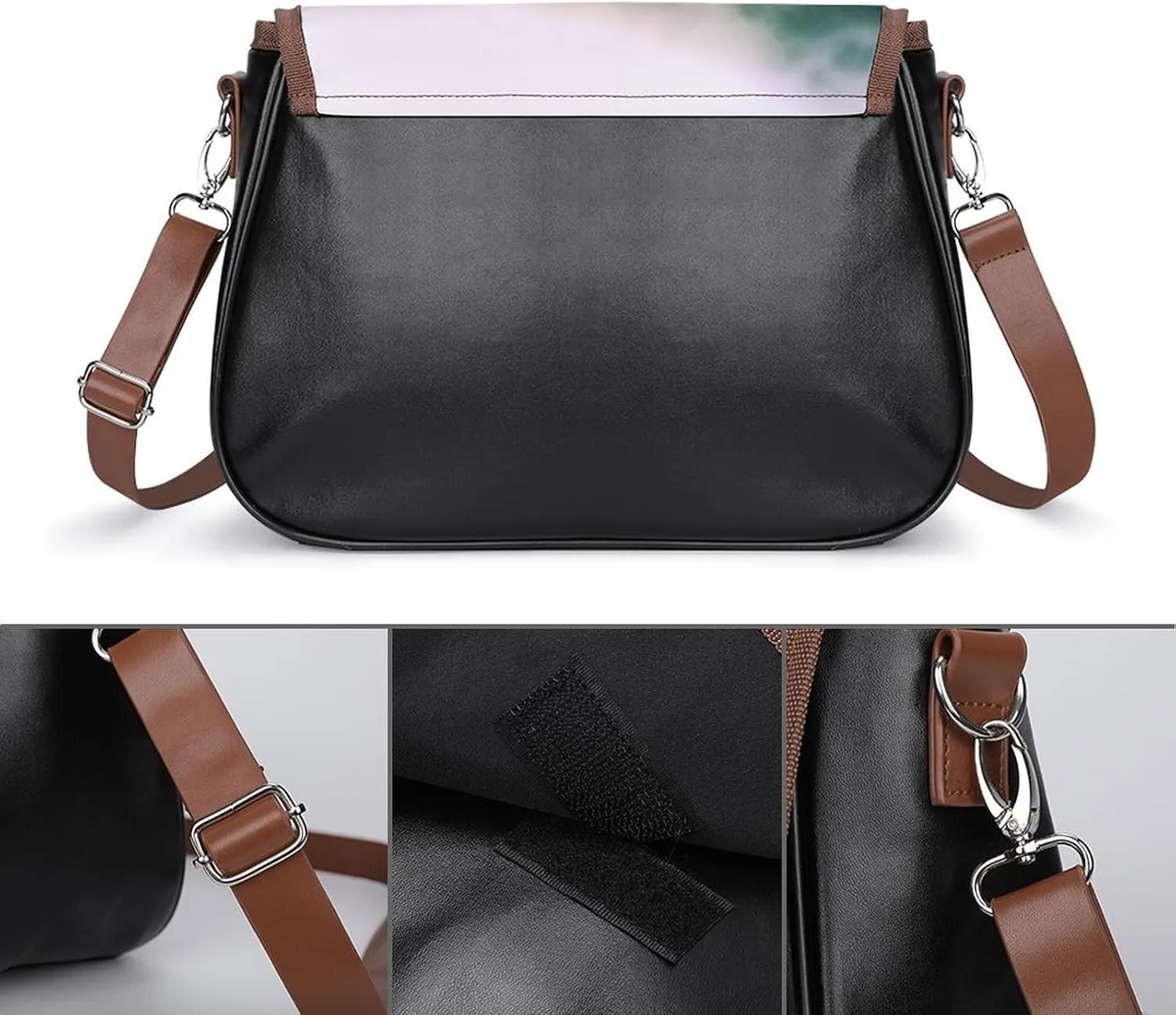 Misty Mountains Forest Crossbody Bags for Women,PU Leather Tote Bag for Women,Shoulder Bag Purse for Work Shopping Travel