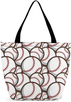 MoBlinko Abstract Baseball Ball Women Tote Bags Yoga Reusable Grocery Bagsshoulder Bag Handbag with Zipper