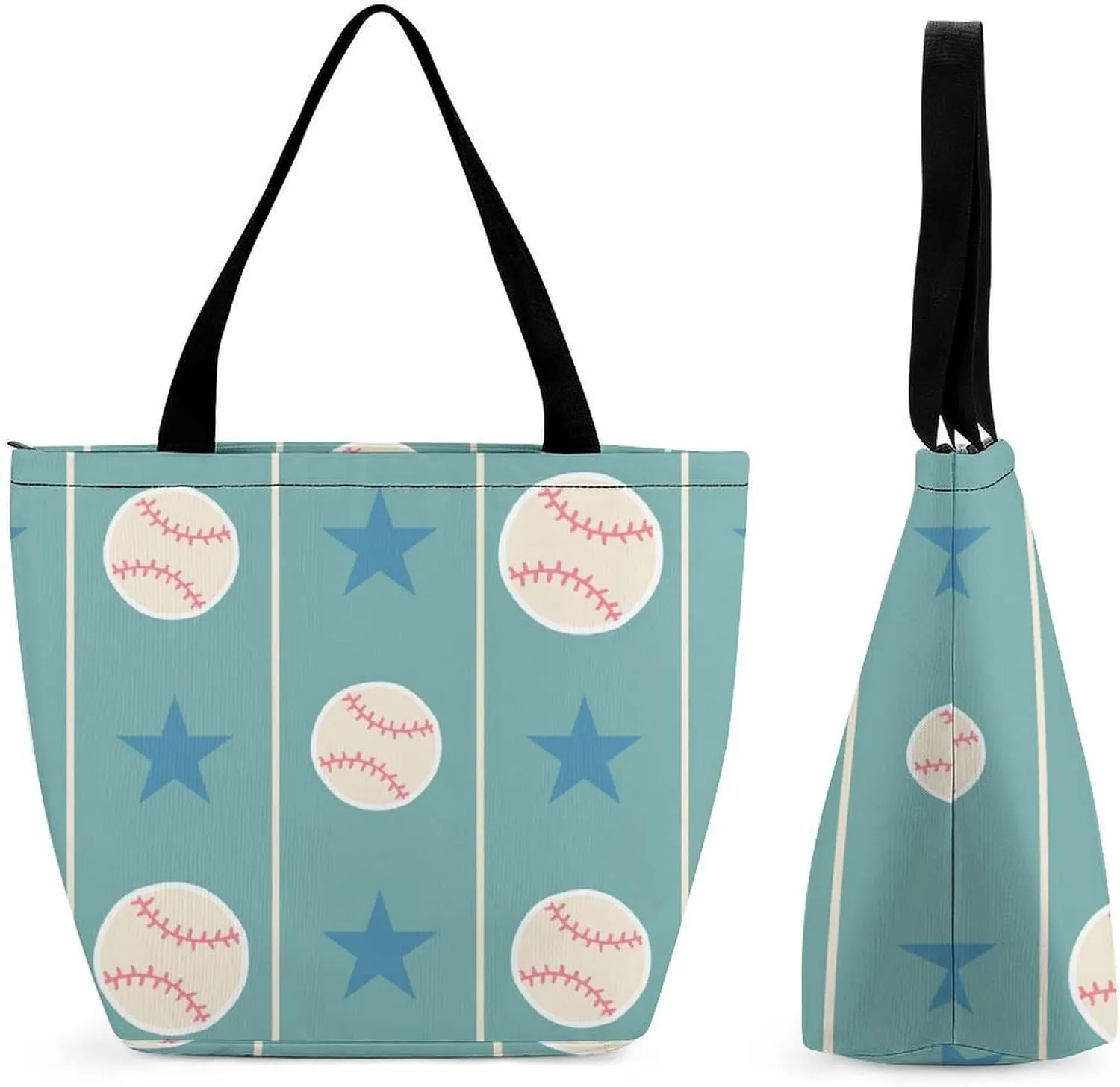 MoBlinko Abstract Baseball Ball Women Tote Bags Yoga Reusable Grocery Bagsshoulder Bag Handbag with Zipper