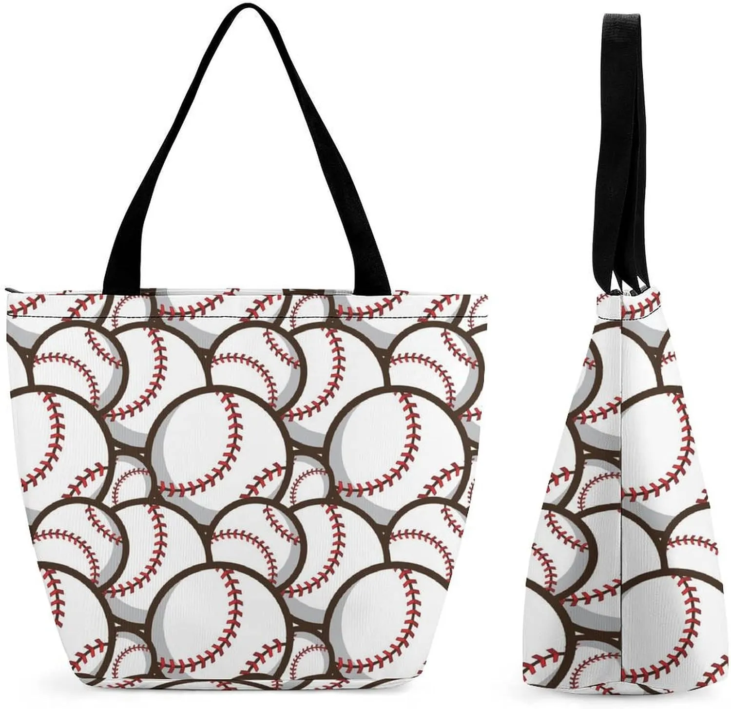 MoBlinko Abstract Baseball Ball Women Tote Bags Yoga Reusable Grocery Bagsshoulder Bag Handbag with Zipper