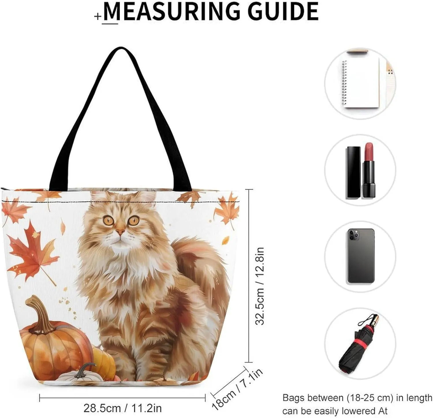 MoBlinko Cat Fall Women Tote Bags Yoga Reusable Grocery Bagsshoulder Bag Handbag with Zipper