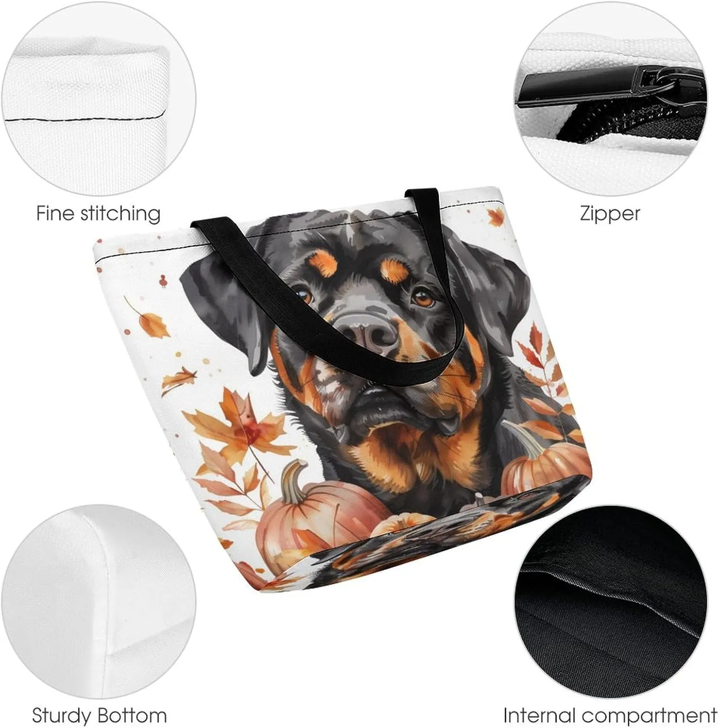 MoBlinko Fall Dog Women Tote Bags Yoga Reusable Grocery Bagsshoulder Bag Handbag with Zipper