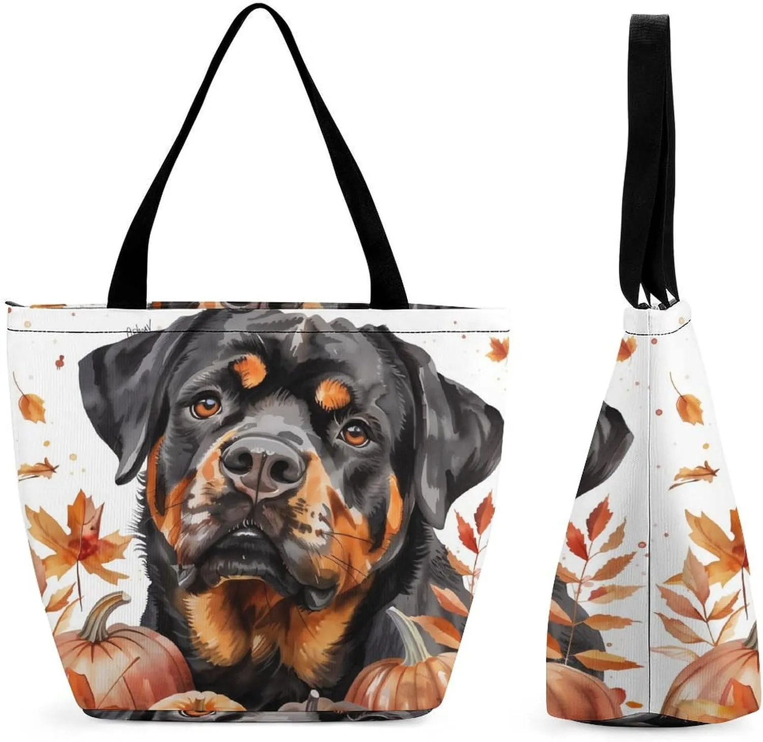 MoBlinko Fall Dog Women Tote Bags Yoga Reusable Grocery Bagsshoulder Bag Handbag with Zipper