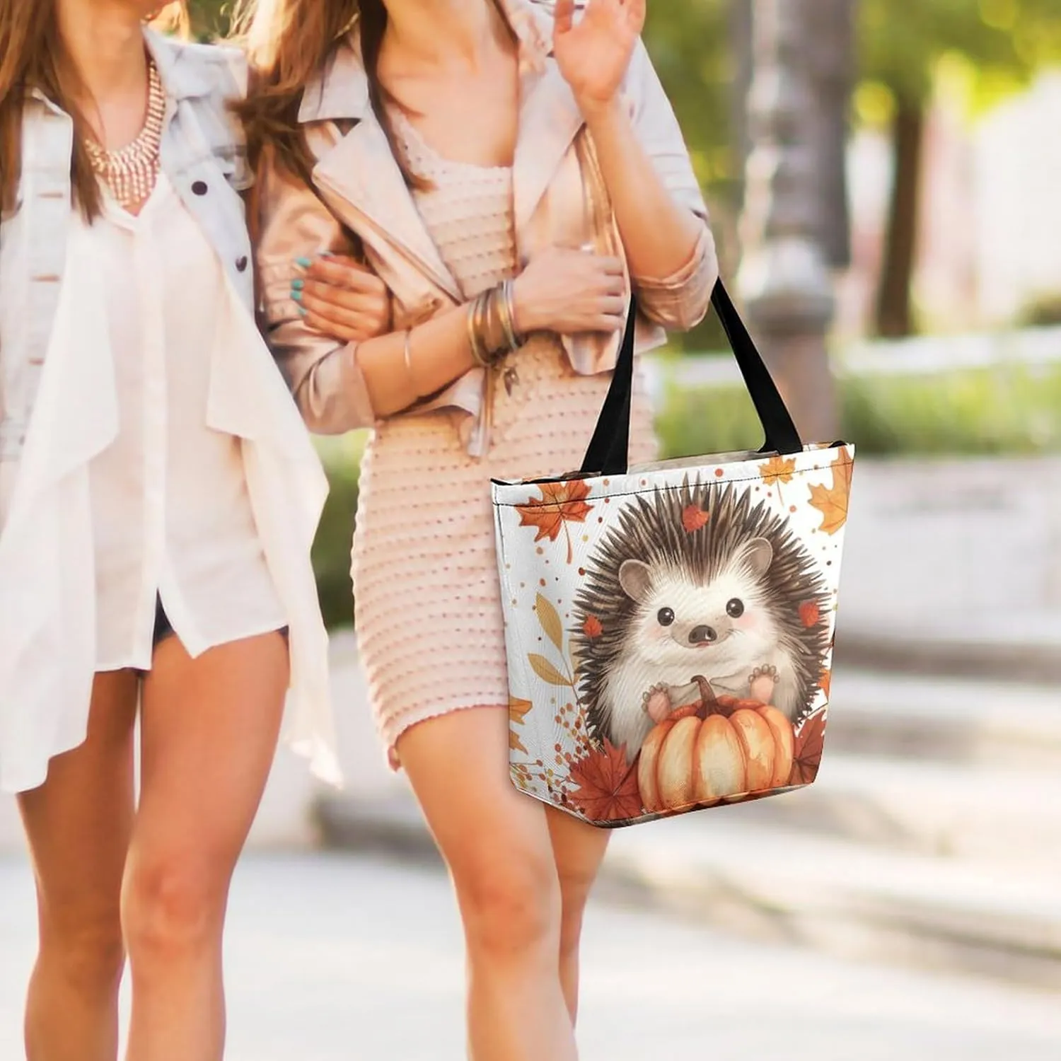 MoBlinko Fall Highland Cattle Women Tote Bags Yoga Reusable Grocery Bagsshoulder Bag Handbag with Zipper
