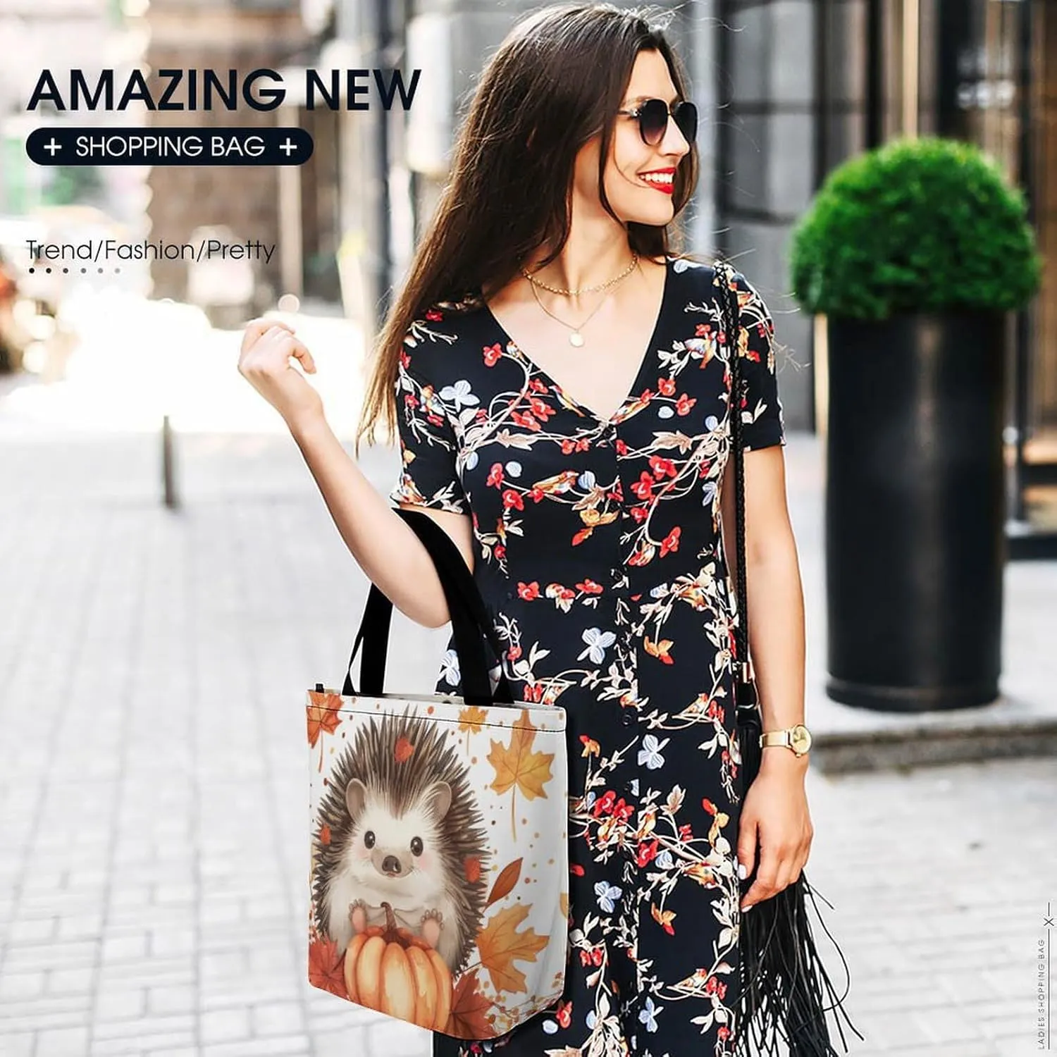 MoBlinko Fall Highland Cattle Women Tote Bags Yoga Reusable Grocery Bagsshoulder Bag Handbag with Zipper