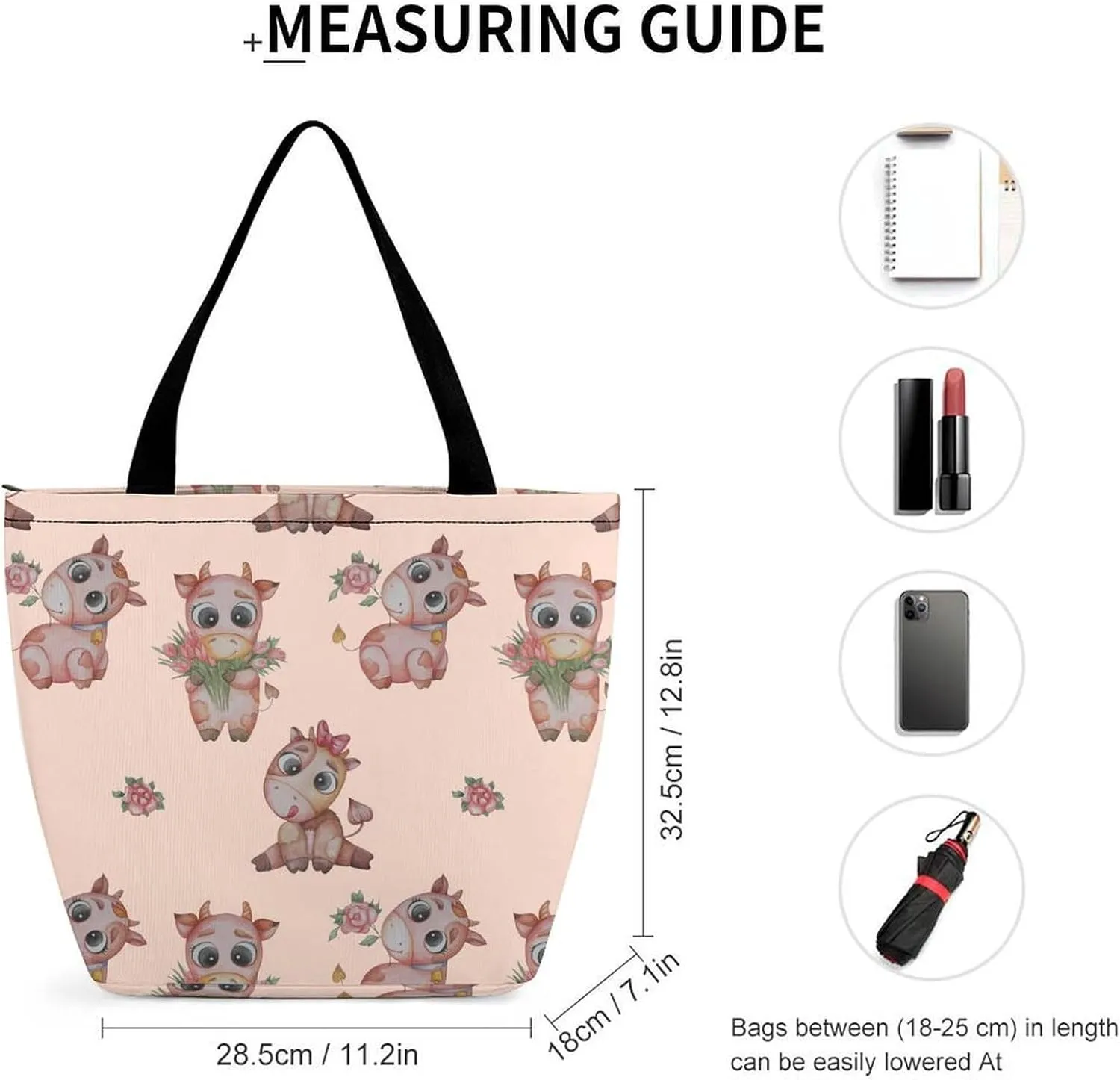 MoBlinko Highland Cow Calf Tote Bag for Women Reusable Handbags Shoulder Bags with Zipper for Yoga Grocery Gifts