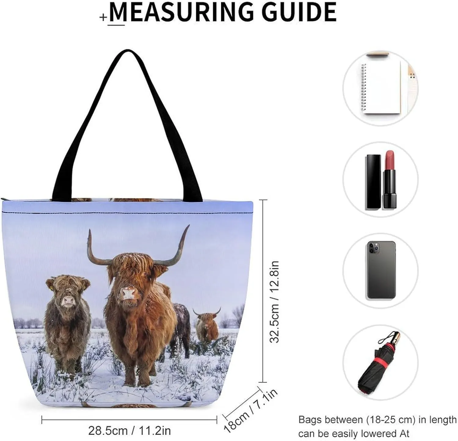 MoBlinko Highland Cow Calf Tote Bag for Women Reusable Handbags Shoulder Bags with Zipper for Yoga Grocery Gifts