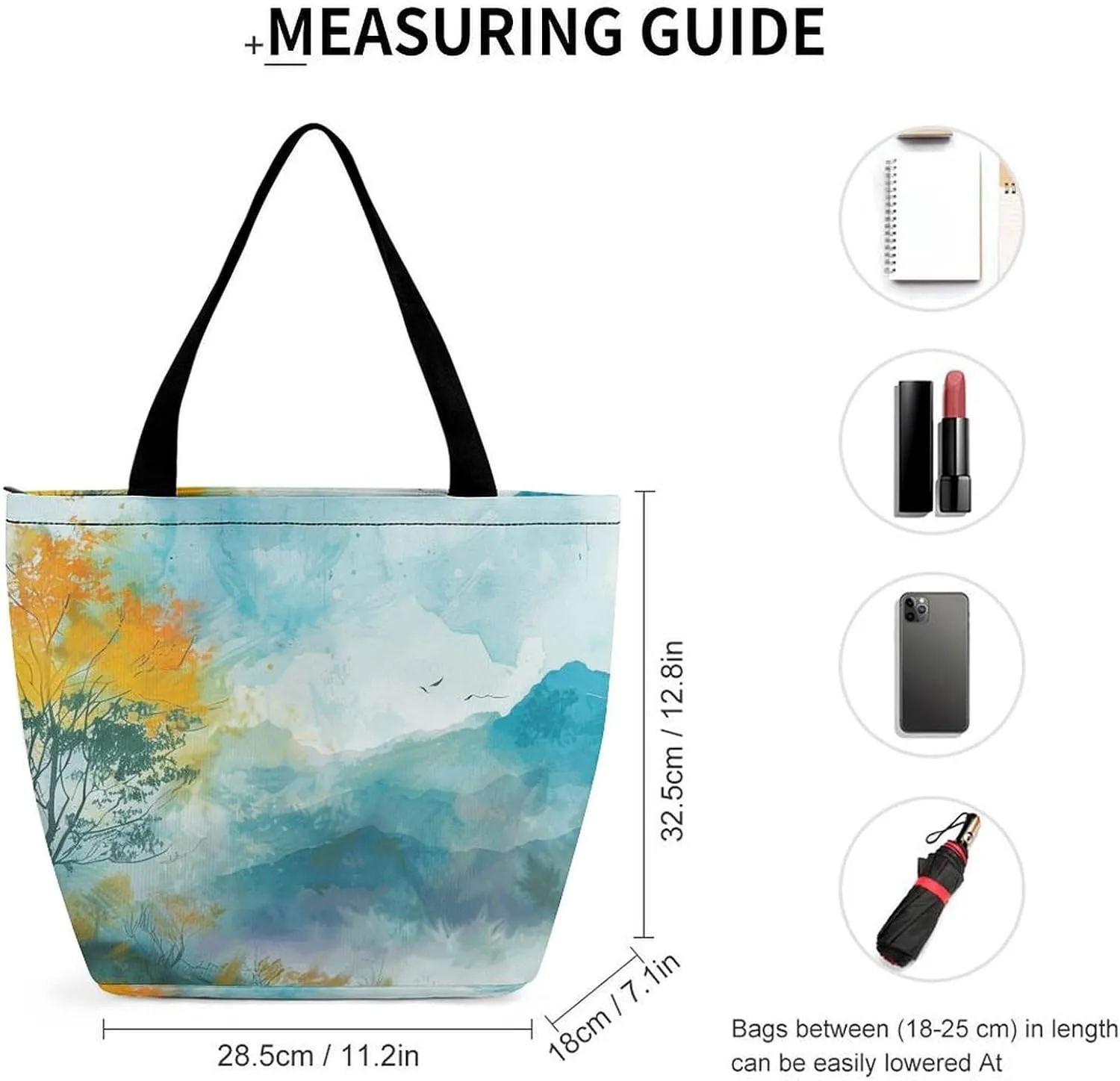 MoBlinko Morning Forest Landscape Women Tote Bags Reusable Yoga Shoulder Bag Handbag with Zipper for Dog Lover Gift