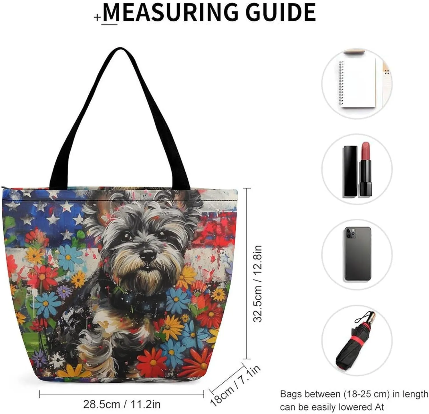 MoBlinko Patriotic 4th of July Dog Women Tote Bags Reusable Yoga Shoulder Bag Handbag with Zipper for Dog Lover Gift