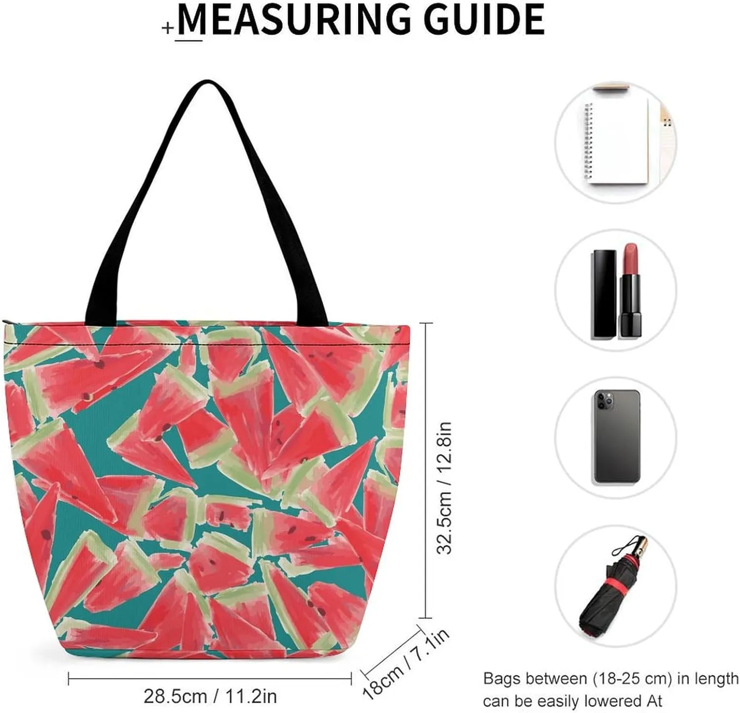 MoBlinko Pink Juicy Watermelon Womens Tote Bags Reusable Yoga Shoulder Bag Handbag with Zipper for Grocery Shopping Gifts