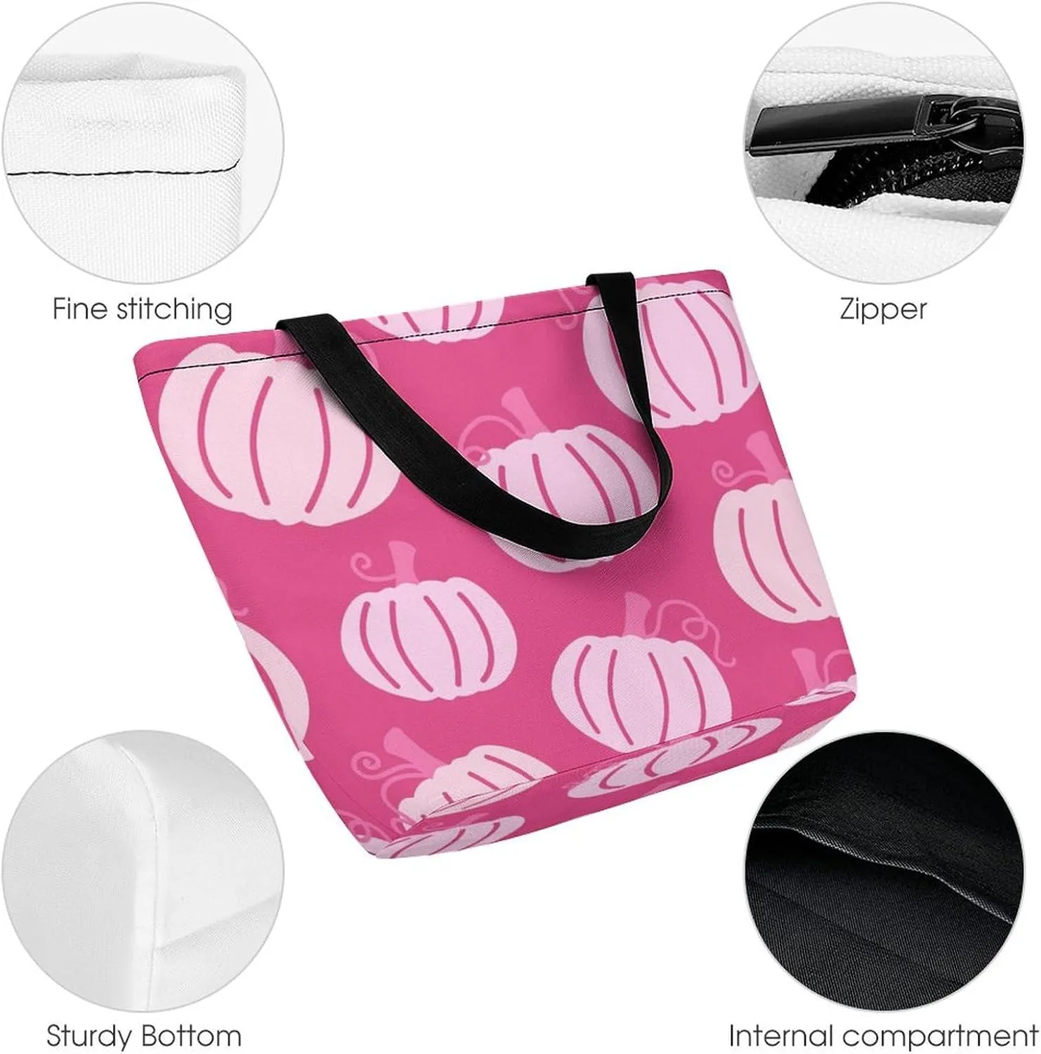 MoBlinko Thanksgiving Pumpkins Turkey Tote Bag for Women Reusable Shopping Bag Handbags Shoulder Bags with Zipper